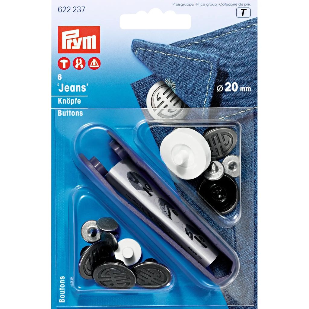 Prym gombíky na džínsy bez šitia s nástrojom 20 mm farba Obrázok produktu 