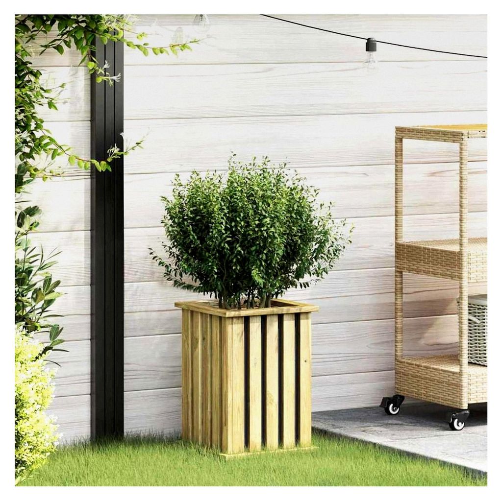 Gartenpflanzer mit Folie 33x33x45 cm aus imprägniertem Kiefernholz, Hochbeet, Pflanzbeet, Blumenkasten, Blumenkübel für Balkon, Garten, Terrasse