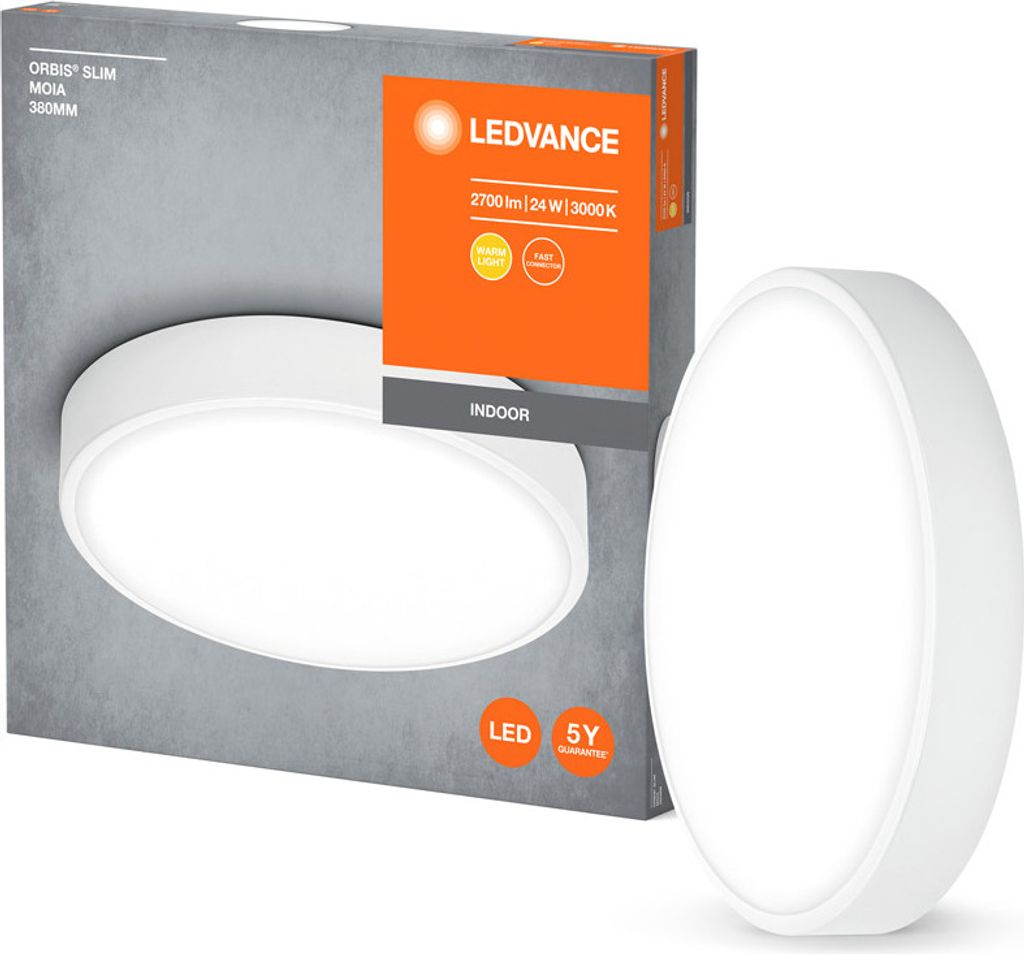 Ledvance LED Deckenleuchte Orbis Slim Moia weiß Ø38cm 24W 2600lm warmweiß 3000K