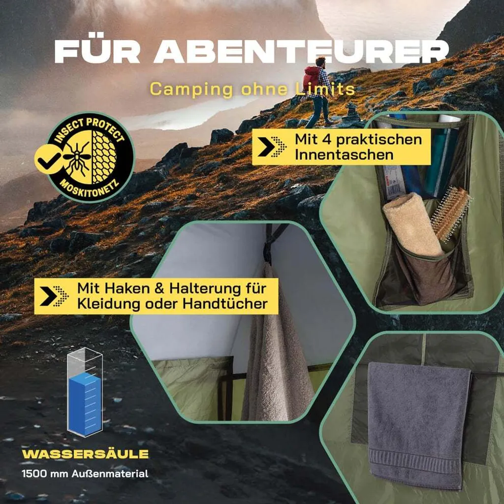 Tente de douche pop-up opaque avec ventilation amovible - 5