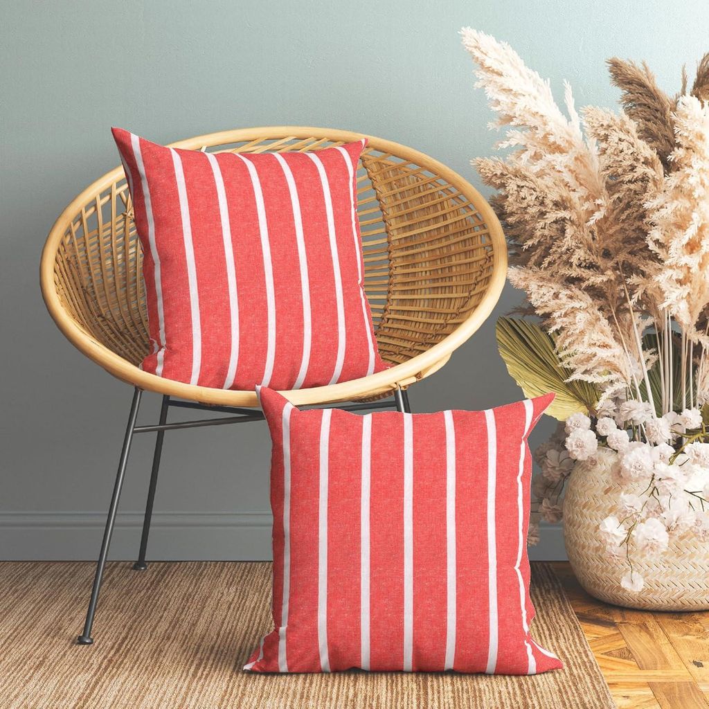 Kissenbezüge 2er-Set (40 x 40 cm) - Roma Rot - Dekorative Große Bunte Waschbare Öko-Baumwolle Zierkissen für Wohnzimmer Sofa Stuhl Schlafzimmer...