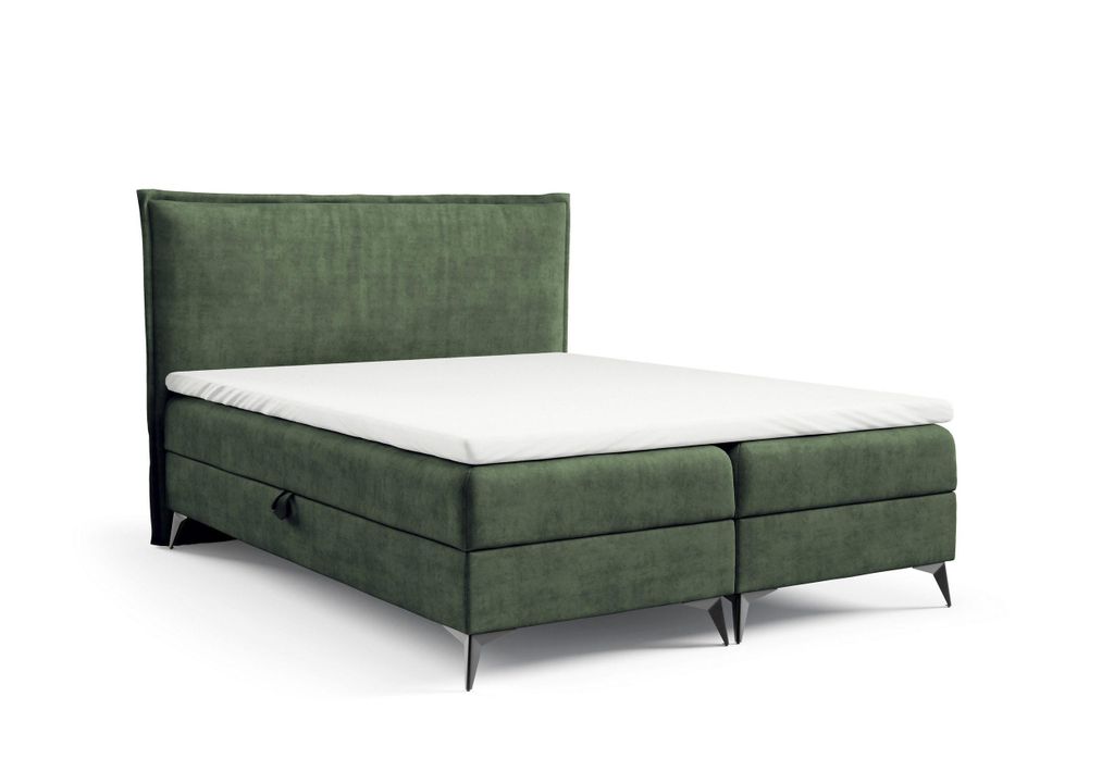Boxspringbett 200x200 K16 SLIM mit Bettkasten, Samt Element 17, Bonellfederkern H3, Massivholz, gepolstertes Kopfteil, LieferungWohnung