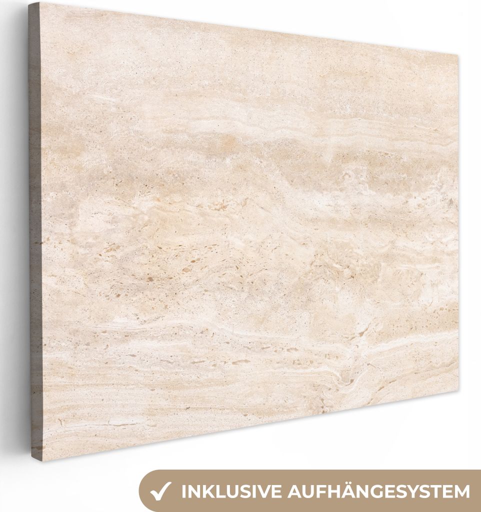 MuchoWow - Leinwandbilder - Marmor - Steine - Sand - Textur, Wandbild, Wanddeko Bilder Wohnzimmer, 80x60 cm