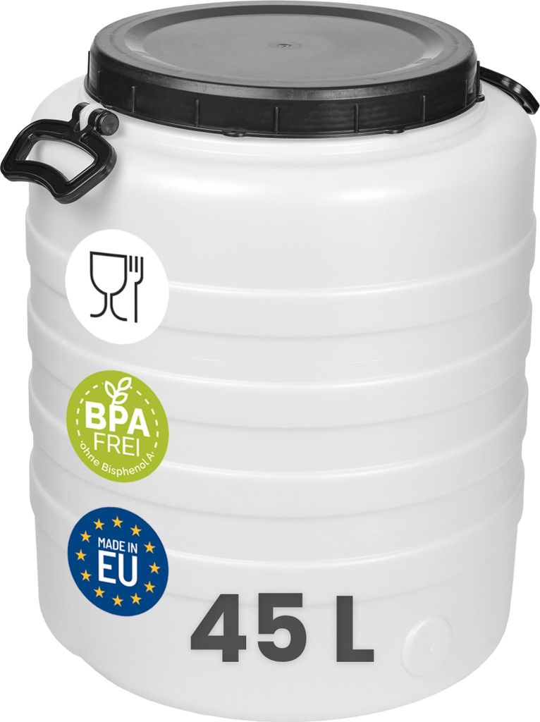 Garronda 45L Weithalsfass Fasssilage Gepäcktonne Gärfass Gärbehälter Futtertonne (Weiß)