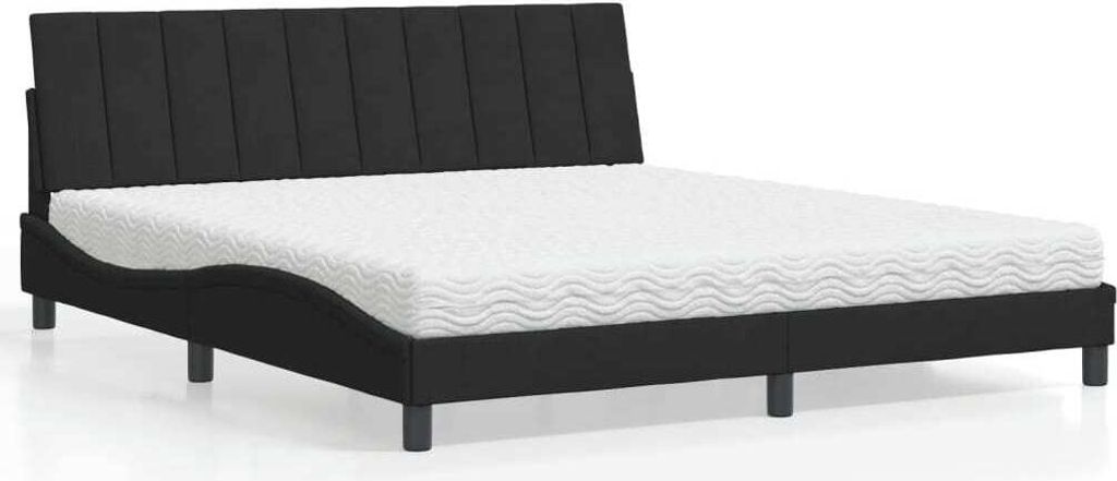 Möbel Bett mit Matratze Schwarz 180x200 cm Samt - Klassische Betten 3208612
