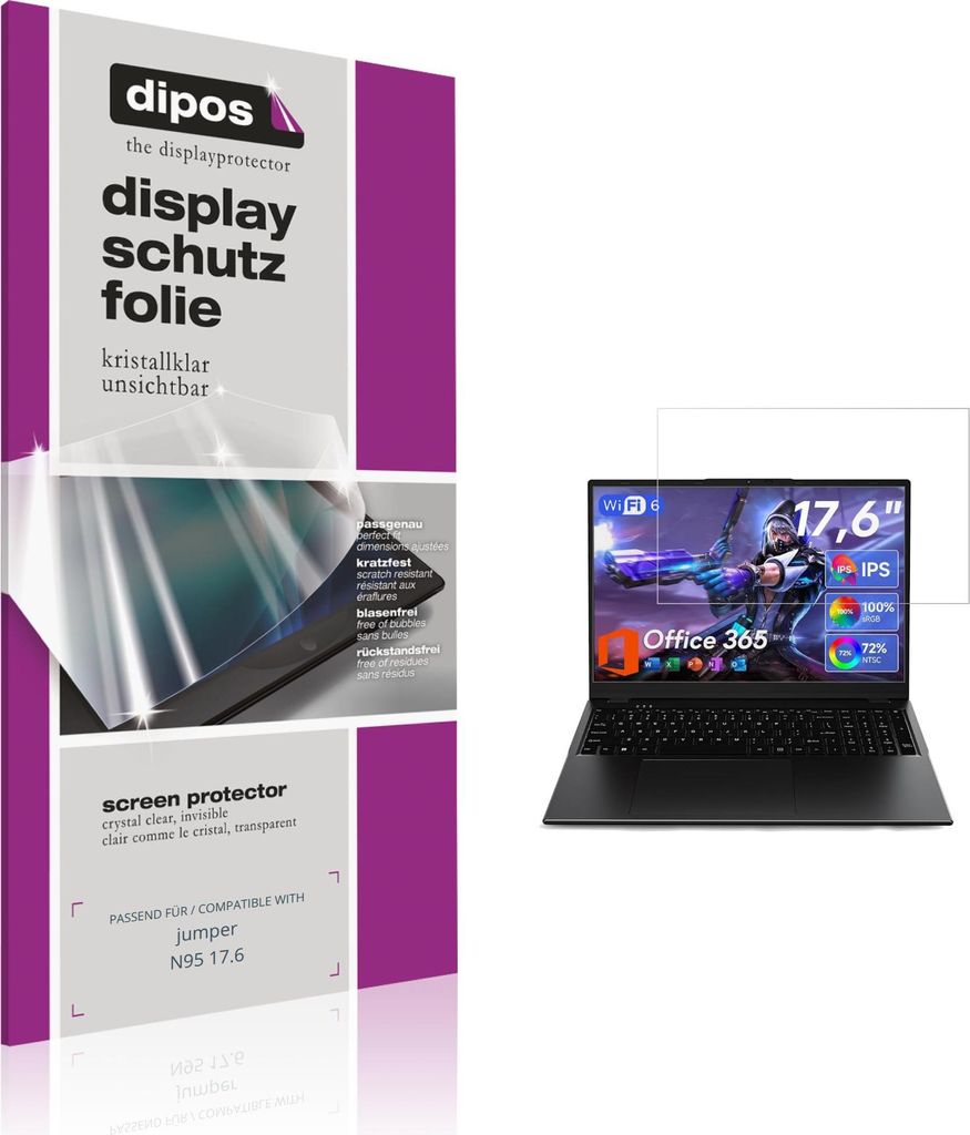 2x Schutzfolie für jumper N95 17.6 klar Displayschutzfolie Folie Display Schutz dipos