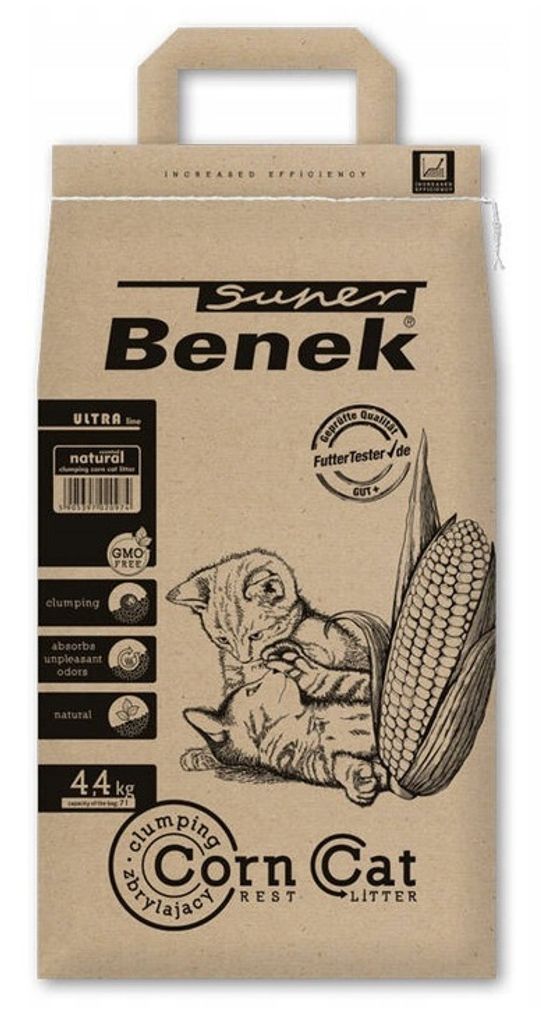 Super Benek Corn Cat Ultra Natural - klumpendes Maisstreu für Katzen mit natürlichem Geruch 7L (3-er pack)