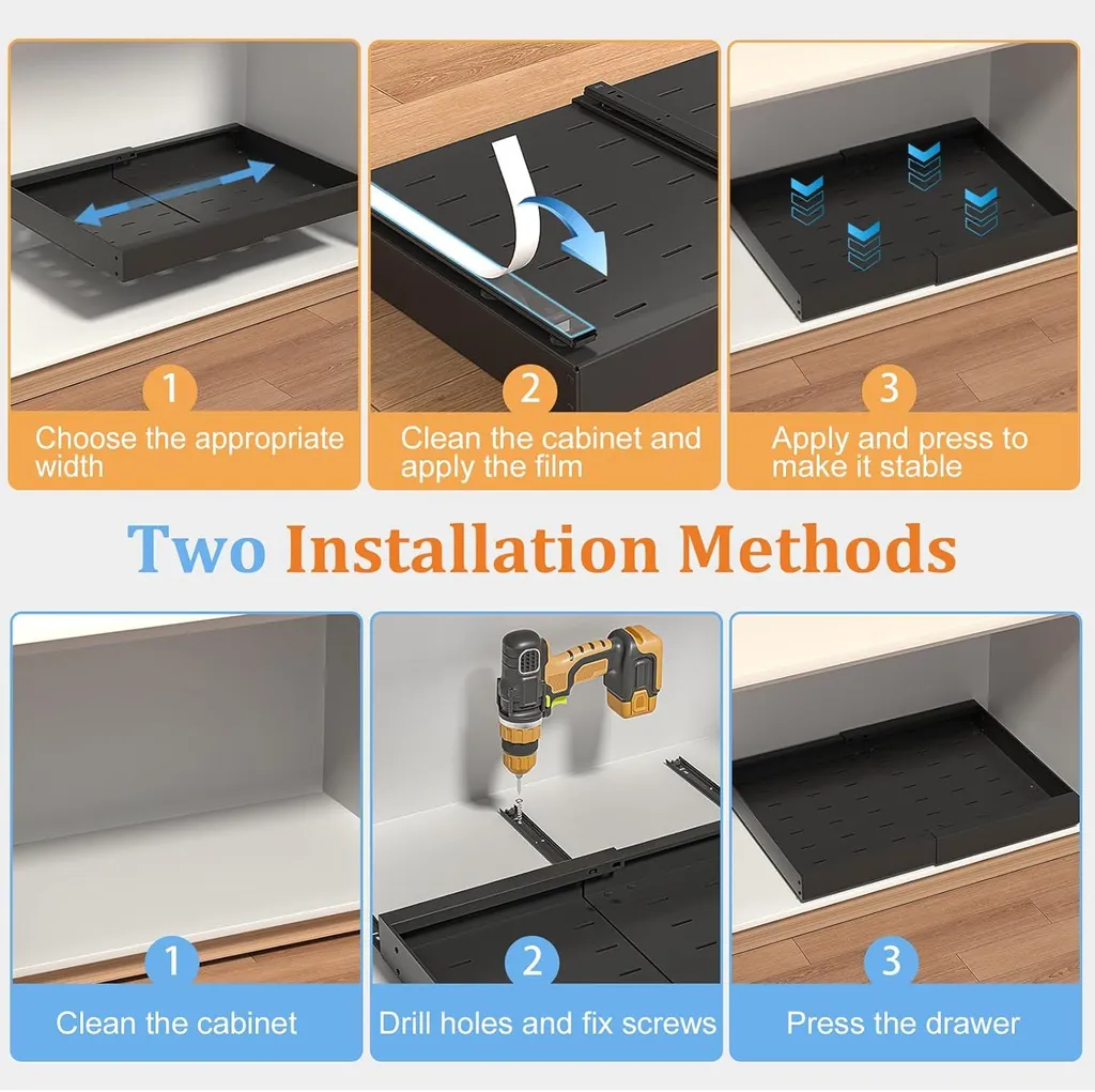 Aménagement de placard cuisine : tiroir extensible pour rangement bas - 3