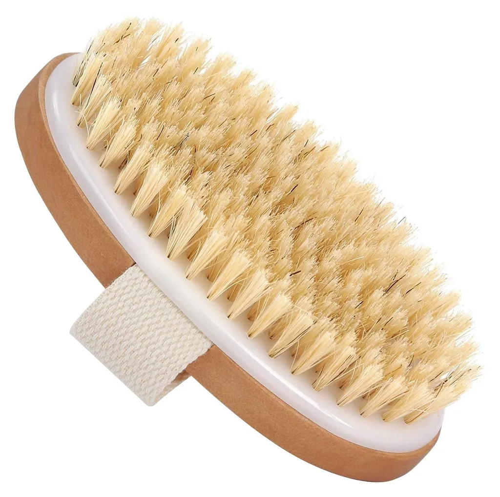 Brosse de Massage Corporel Ovale en Bois pour Exfoliation et Soin de Bain
