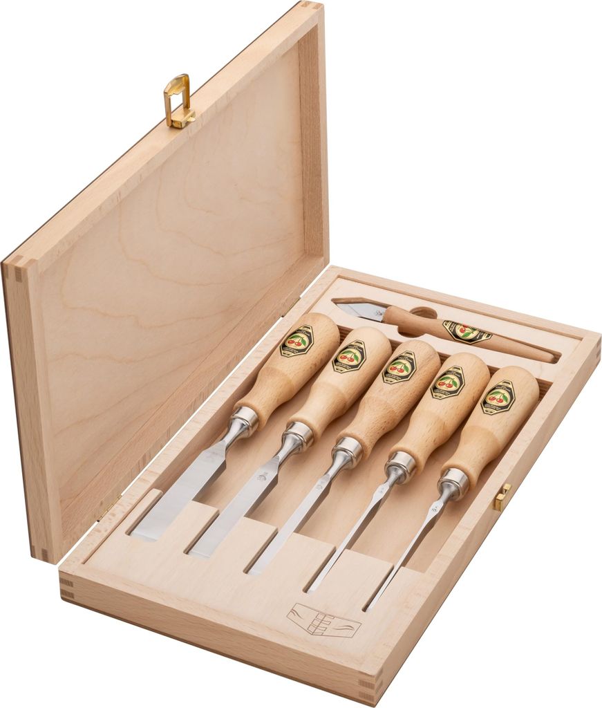 Kirschen Stechbeitelsatz Zinkelbeitelsatz Anreißmesser u.5 Stechbeitel 1107001