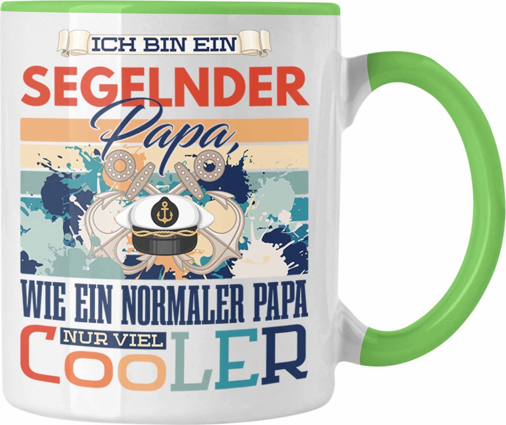 Trendation - Segeln Papa Tasse Geschenk Vater Geschenkidee zum Vatertag Hobby Segelnder Papa Spruch Lustig (Grün)