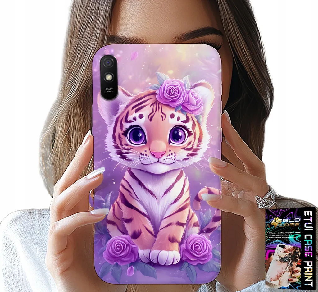 Regalo Perfetto Redmi 9A: Cover Tigre Rosa + Vetro Anti-Urto