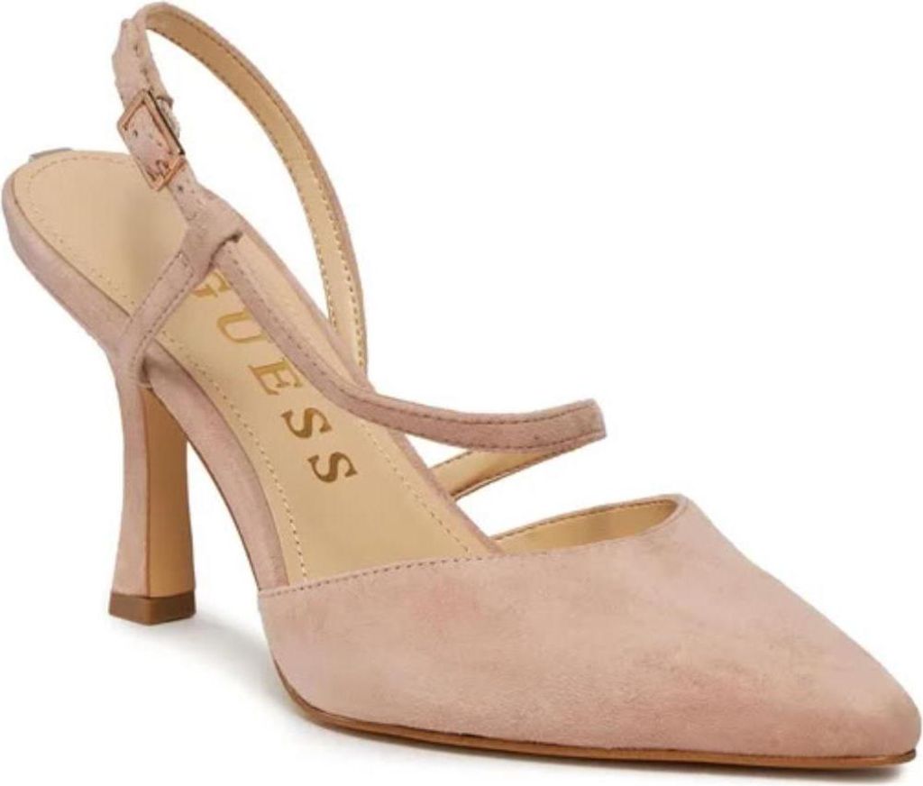 GUESS Damensandalen Saply - Elegante Wildleder-High Heels in Beige, Größe 37