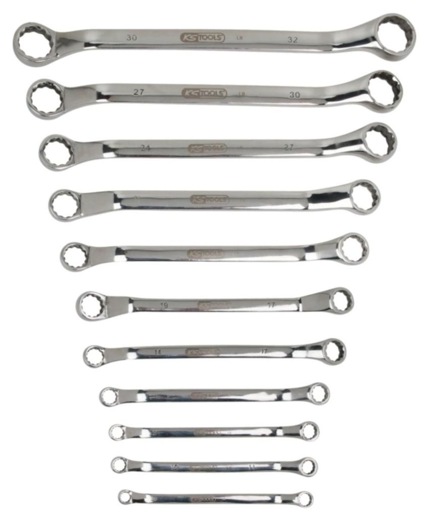 KS Tools EDELSTAHL Doppel-Ringschlüssel-Satz, gekröpft, 11-tlg, 964.1145