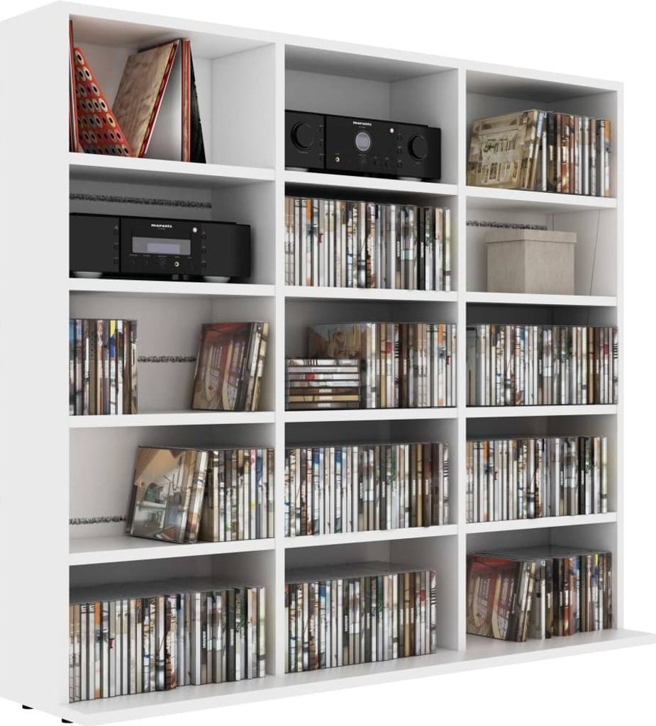 vidaXL CD-Regal Weiß 102x23x89,5 cm Holzwerkstoff Produktbild 5