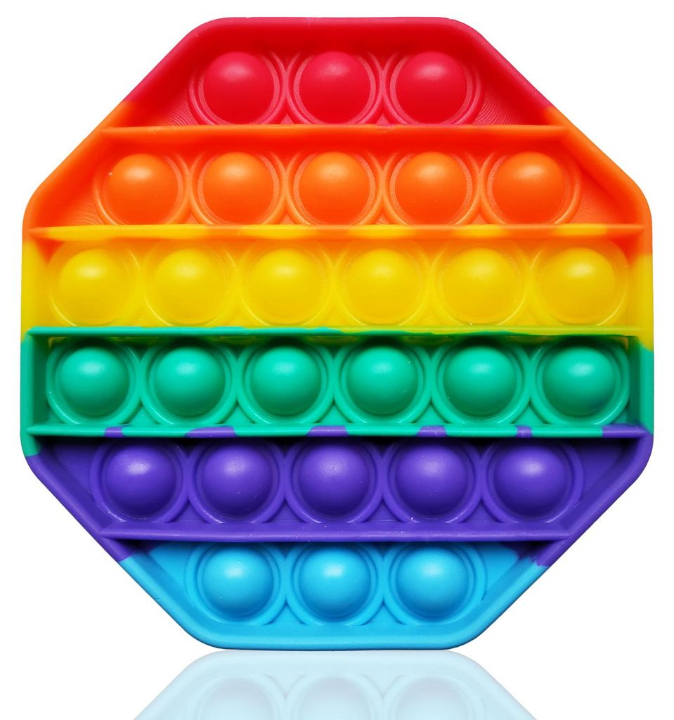 Fidget Toy Push Pop Bubble - Anti Stress Spielzeug - Achteck Regenbogen