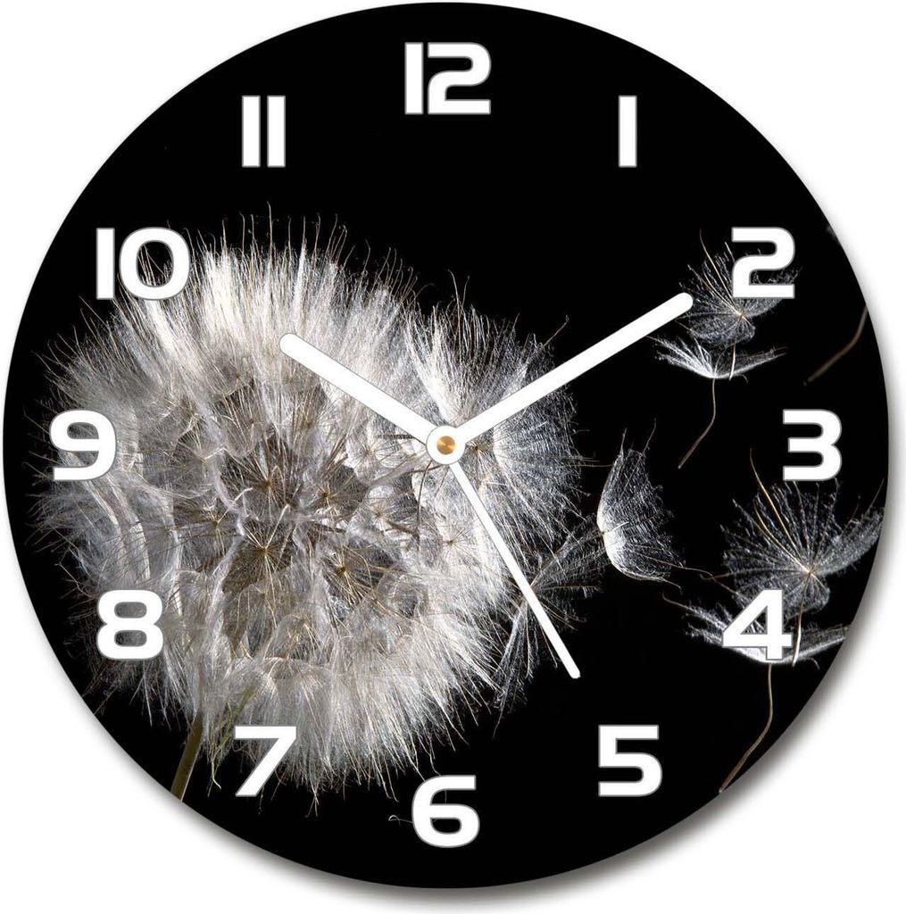 Wanduhr aus Glas 30fi Glasbild Glasuhr Gehärtetes Glas - weisse-zeiger - Dandelion
