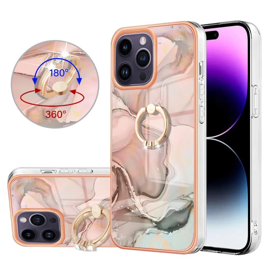 Custodia per iPhone 15 Pro modello TPU paraurti in silicone protettivo con supporto ad anello Crème