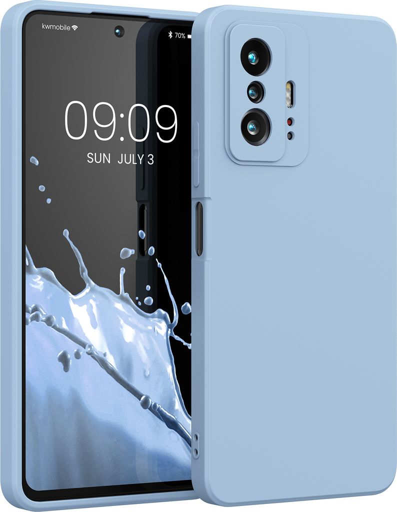 kwmobile Hülle kompatibel mit Xiaomi 11T / 11T Pro Hülle - gummierte TPU Silikon Handyhülle - Schutzhülle für kabelloses Laden - Case in Hellb...