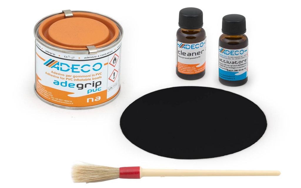 Adeco Adegrip PVC Set Schwarz, Schlauchboot, auch zum Aufkleben von Halterungen, Pads, Ruderdollen