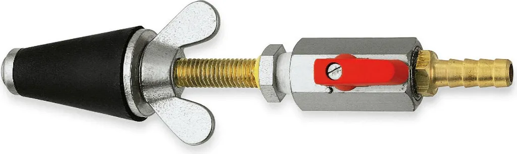 Bouchon de test gaz 351227 conique taille 2 avec robinet d'arrêt robuste