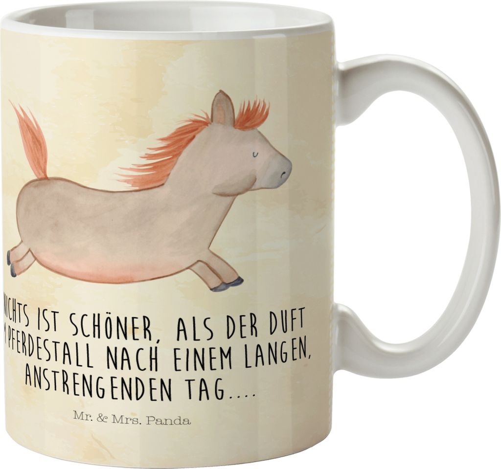 Mr. & Mrs. Panda Haferl Pferd Springen - Vintage - Geschenk, Plastikbecher, Reiten, Mehrwegbecher, Trinklernbecher, Pott, Landwirtin, Pferde, Kinde...