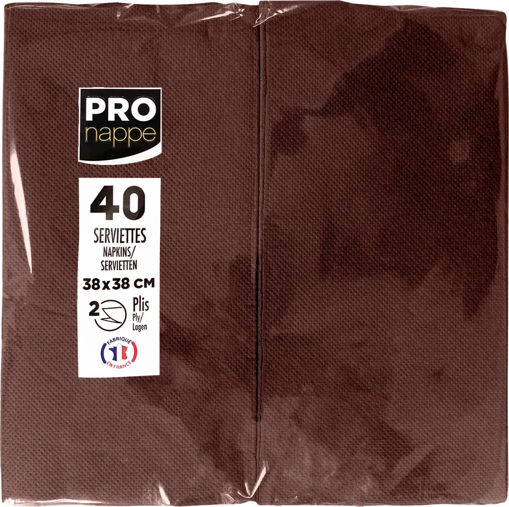 Pronappe SV623911I - 30x40 Serviettes Ouate 2 Plis Chocolat Pliage 1/8