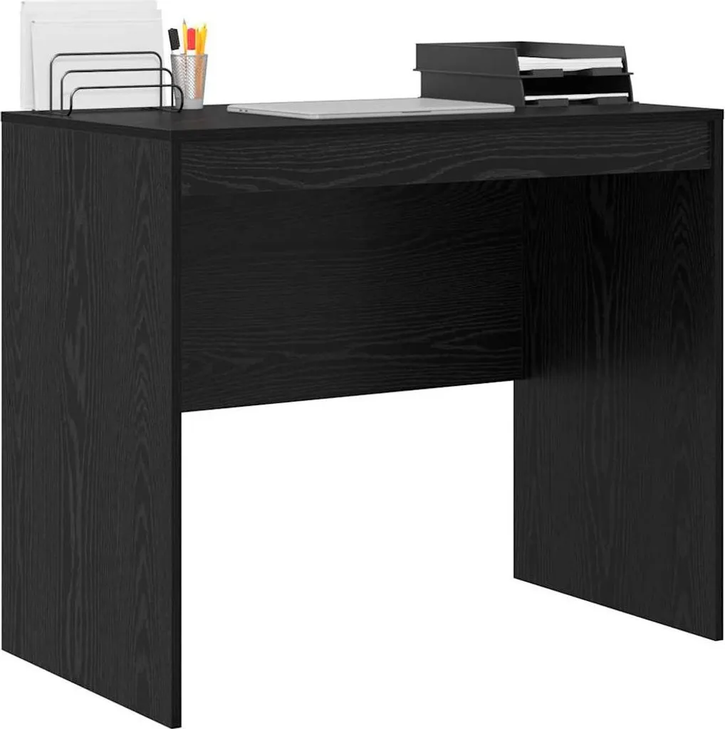Scrivania PC 90cm Rovere Nero - Tavolo Studio Compatto 90x50x76h cm - 2