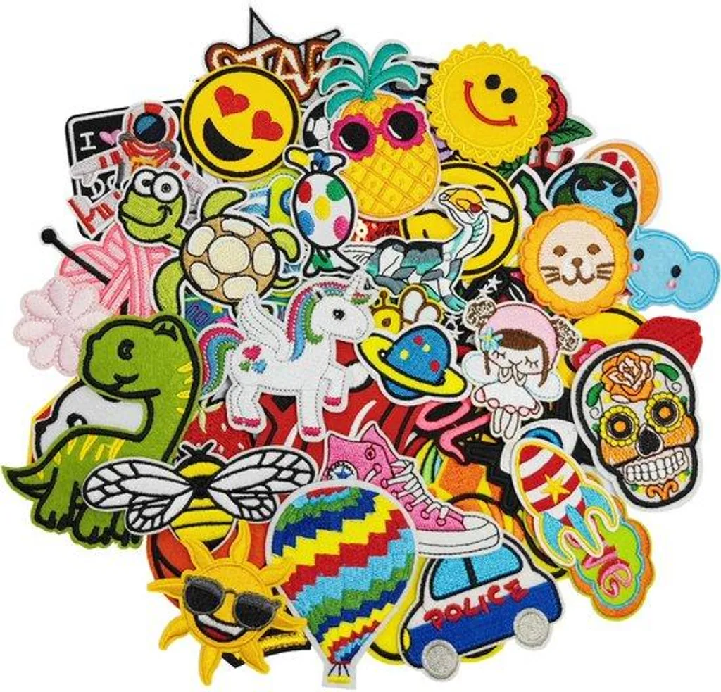 Lot de 60 Autocollants pour Vêtements Style Patchwork Broderie DIY
