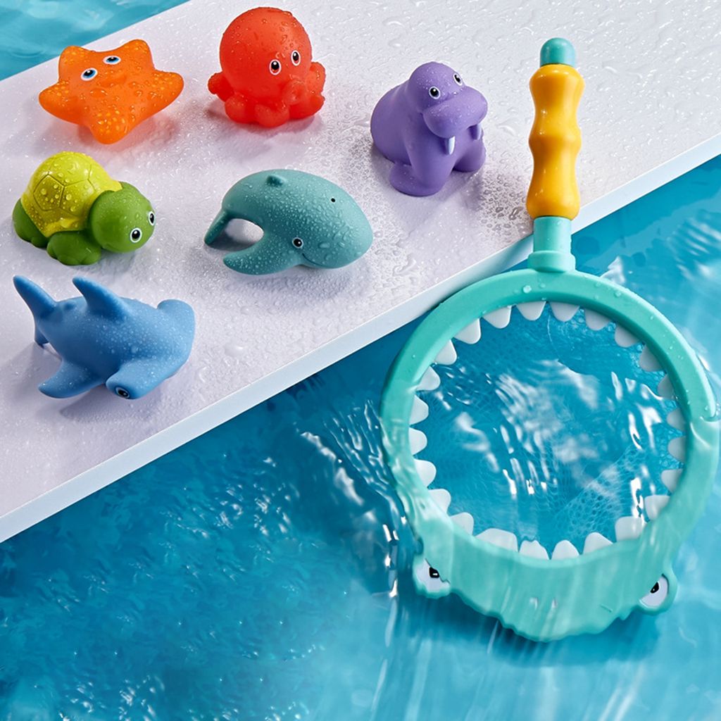 7 Stück Baby Fischernetz Badespielzeug mit