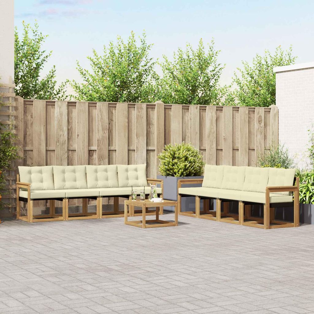 Möbel Outdoor-Sofagarnitur mit Kissen 9 pcs Weiß und CremeGartensofas - Gartensofas c3627