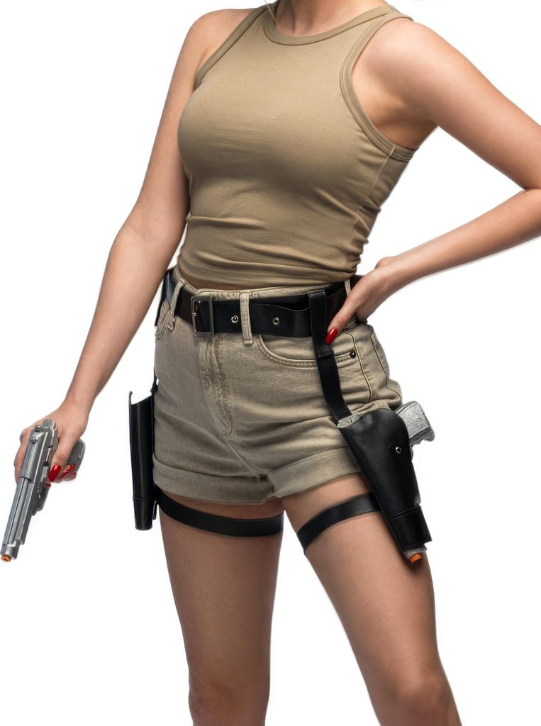 Holster double avec armes-jouets en cuir synthétique Image du produit 