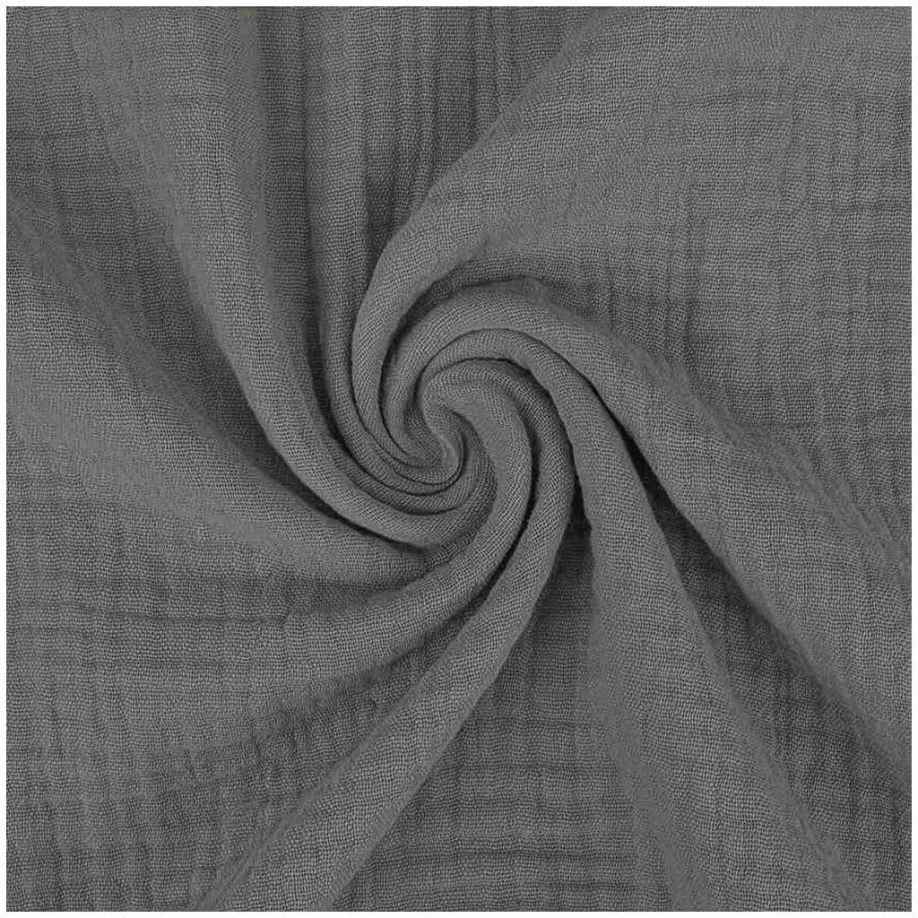 Musselin Stoff extra breit 280 cm in  Anthrazit – Double Gauze Baumwollstoff Meterware für Bettwäsche und Gardinen.