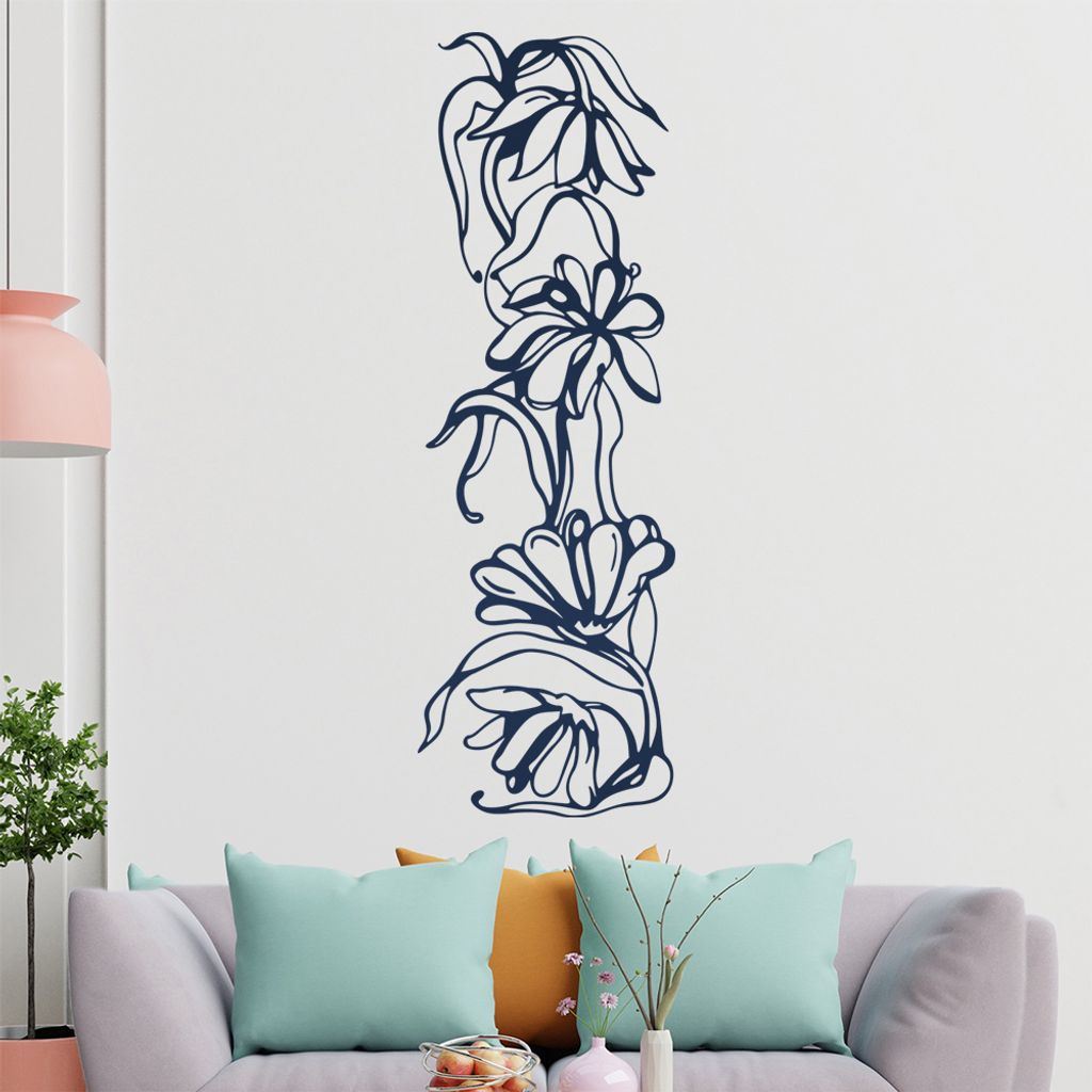 Blumen - Ranken Wandtattoo in 6 Größen - Wandaufkleber Wall Sticker - Dekoration, Küche, Wohnzimmer, Schlafzimmer, Badezimmer