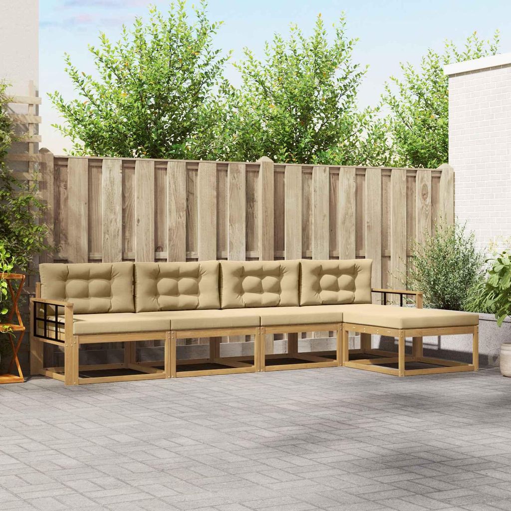 Möbel Outdoor-Sofagarnitur mit Kissen 4 pcs Weiß und Beige PolyesterGartensofas - Gartensofas c2540