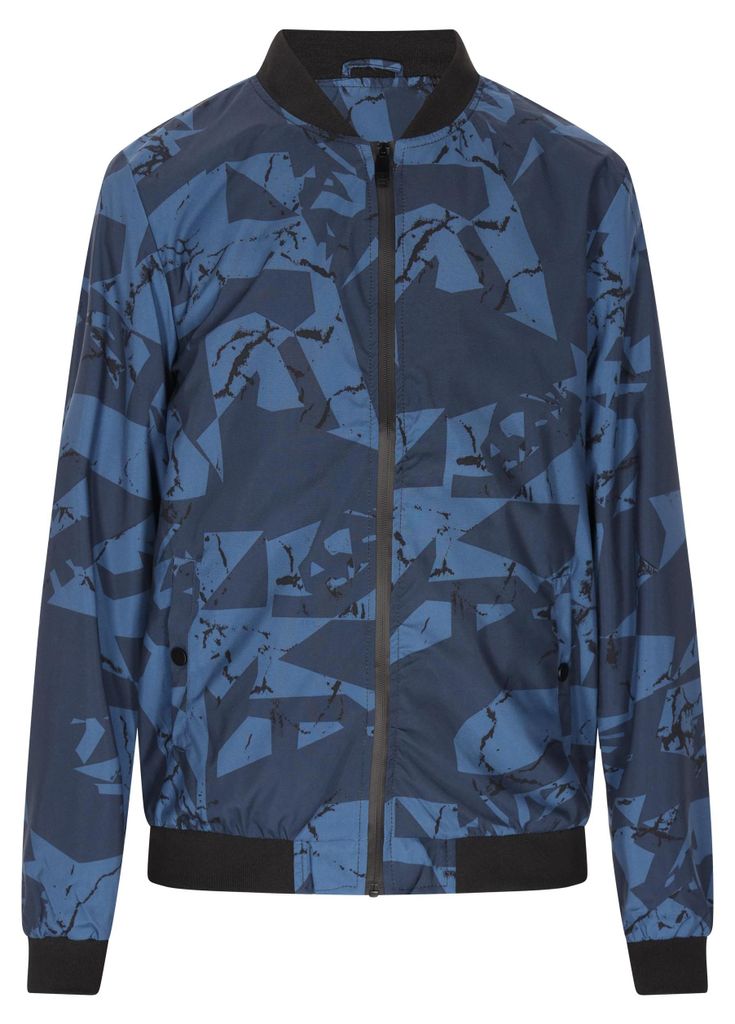 Herren Bomberjacke mit durchgehendem Reißverschluss, blau, Größe M