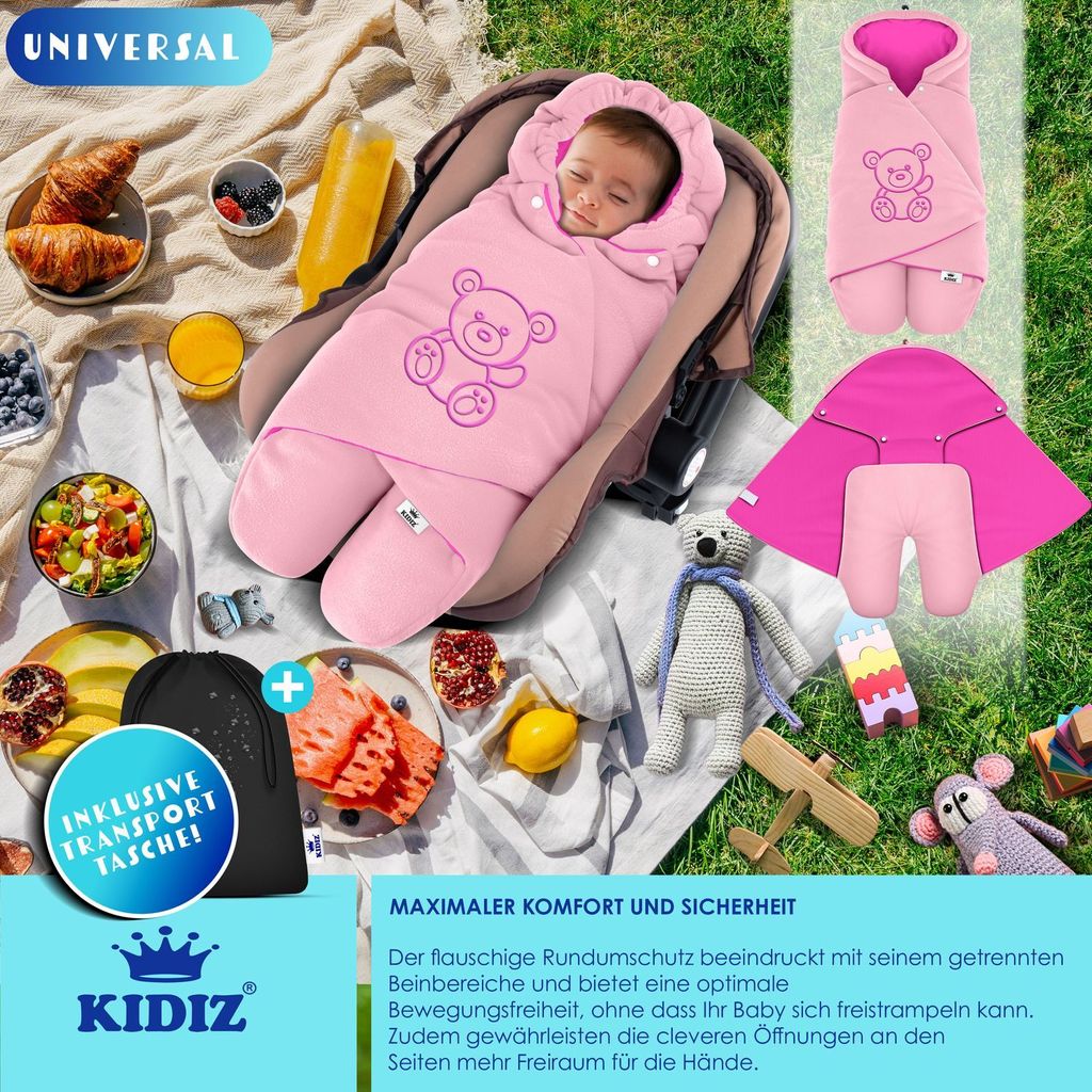 KIDIZ Baby Einschlagdecke - Fußsack Für Kinderwagen & Autositz