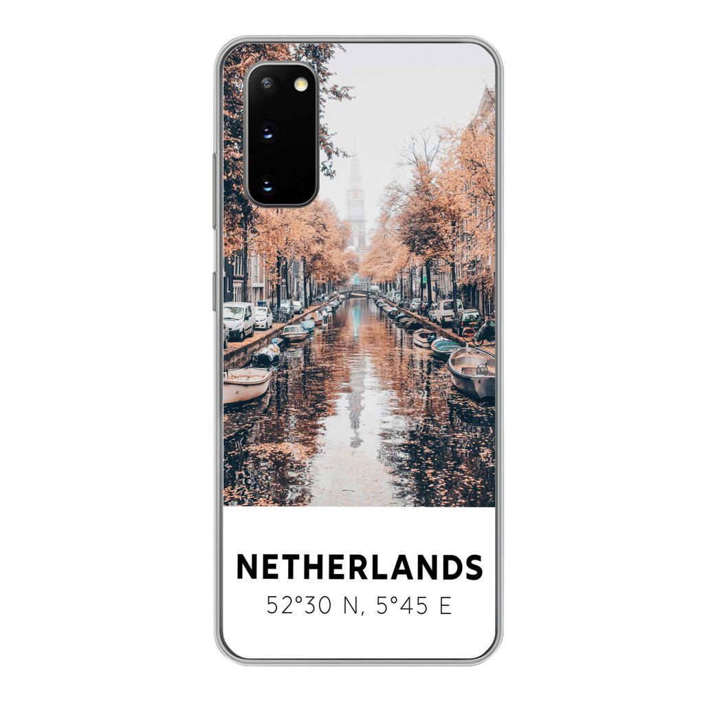 MuchoWow Handyhülle Schutzhülle Hülle für Samsung Galaxy S20 Niederlande - Amsterdam - Gracht - Herbst Silikon Softcase Handy Hülle - Bild