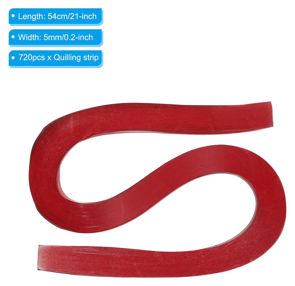 720 Stš¹ck Quilling-Streifen Papier 5mm(3/16") 54cm Origami-Papier Quilling-Streifen fš¹r Kunst DIY Handwerk Weihnachten, Rot