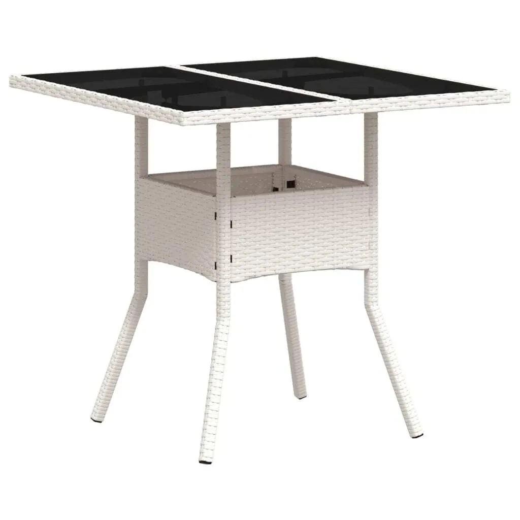 Tavolo Bianco vidaXL 80x80 Poly Rattan Giardino Piano Vetro