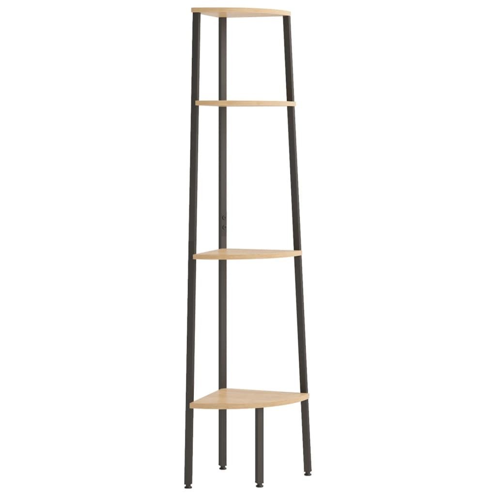 vidaXL 4-stöckiges Eckregal Hellbraun und Schwarz 45,5 x 31,5 x 150 cm