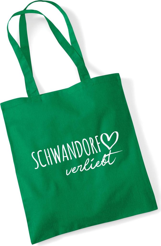 Huuraa Jutebeutel Schwandorf verliebt 10 Liter Kelly Green Baumwolle Tasche Geschenkidee