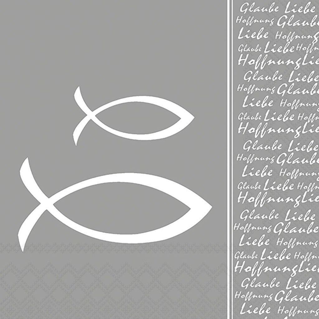 Servietten 33x33 cm - Glaube Fisch silver Produktbild 
