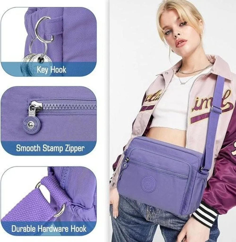 Borsa A Tracolla Casual In Nylon Leggera E Capiente, Con Tasca Frontale, Perfetta Per Viaggi E Uso Quotidiano, Regalo Donna 2025 - 2