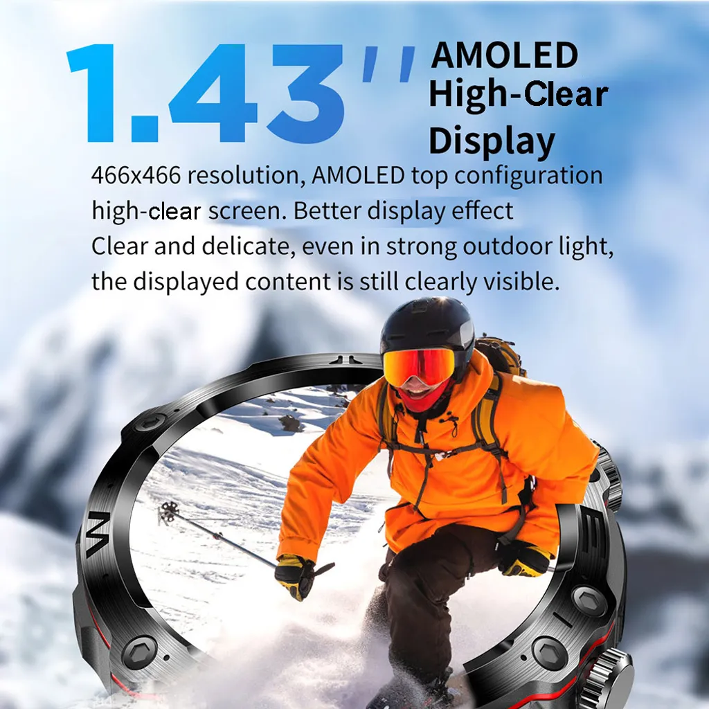 Smartwatch AMOLED ET482 Écran 1,43 Pouces avec Traqueur de Santé Bleu - 3