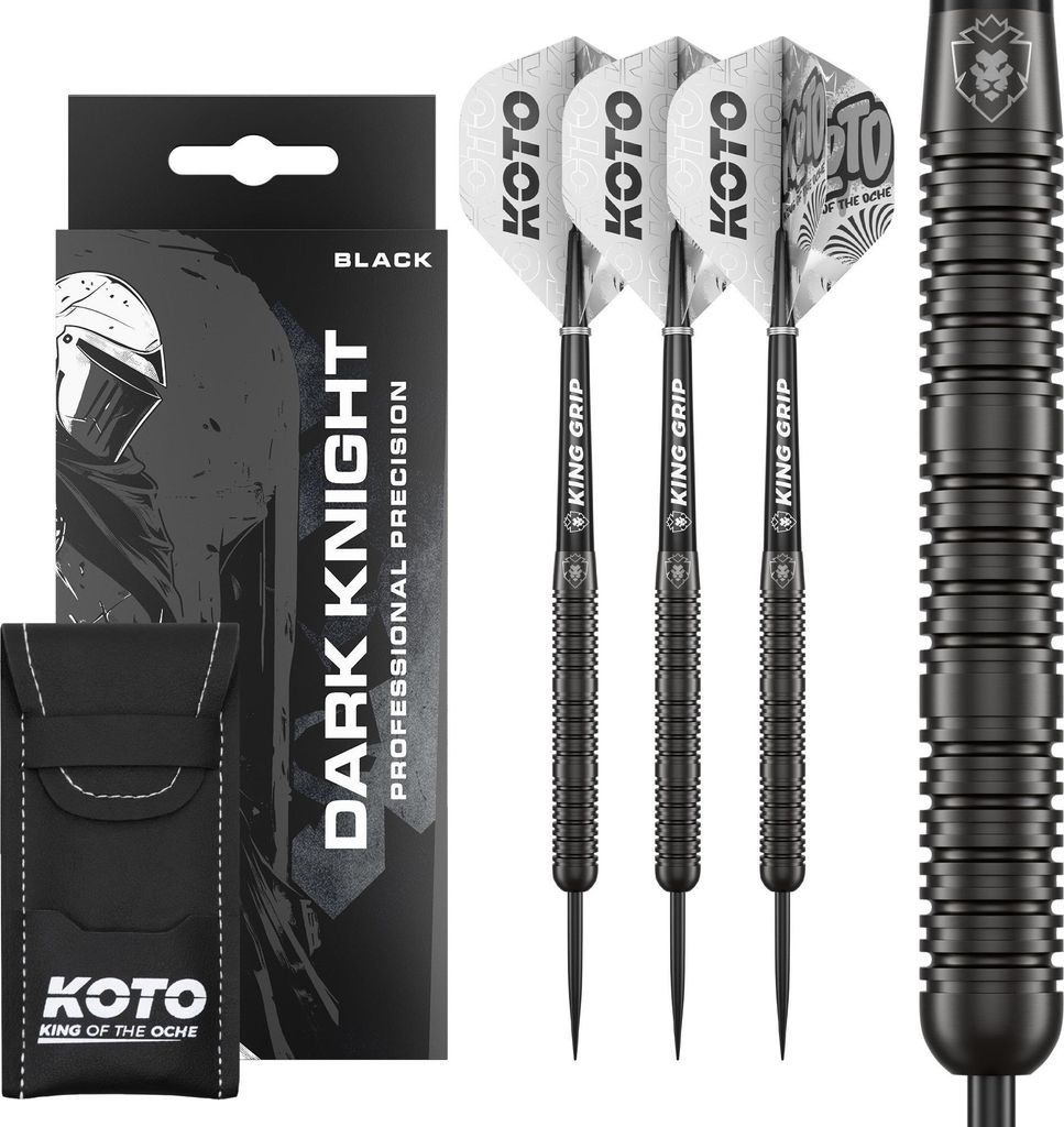 KOTO - Dark Knight, 24 G, Schwarz, 80% Tungsten, Dartpfeile, Inkl. 3 Barrels, 3 Flights & 3 Shafts