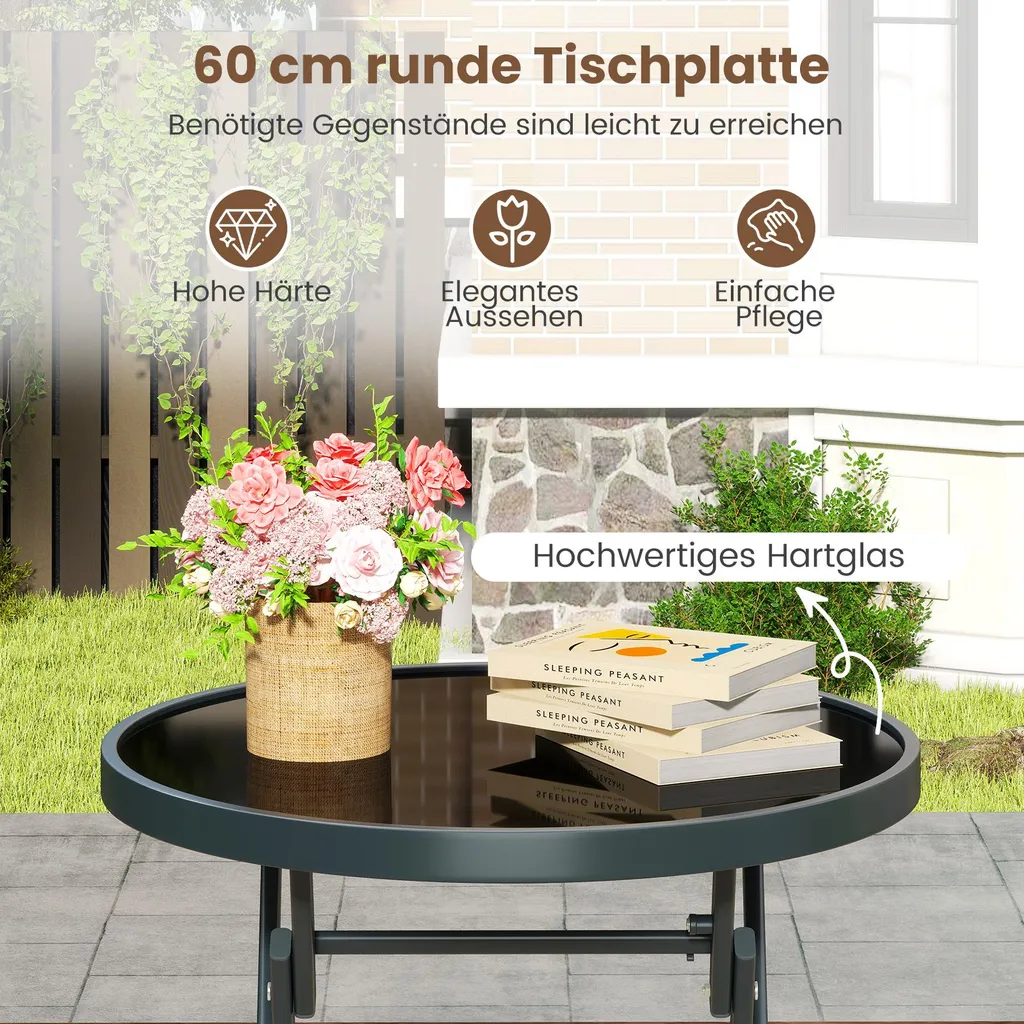 Set Bistro COSTWAY: Arreda il tuo Giardino o Balcone con Stile 3 Pezzi - 4