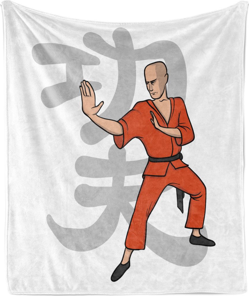 ABAKUHAUS Kung Fu Weich Flanell Fleece Decke, Kampfkunst-Übungen Anmelden, Gemütlicher Plüsch für den Innen- und Außenbereich, 125 x 175 cm, B...