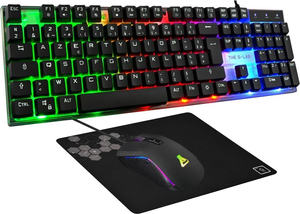 Gamer-Paket Azerty RGB, Gaming-Tastatur mit 105 Tasten und 19 Tasten Anti-Ghosting – Gamer-Maus 2400 DPI – Gaming-Mauspad PC PS4 Ps5 Xbox One/S...
