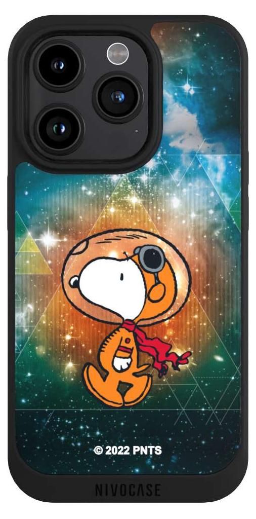 NIVOCASE Handyhülle für Apple iPhone 15 Pro Hülle NIVOpure Case Schwarz Astronaut Offizielles Lizenzprodukt Snoopy